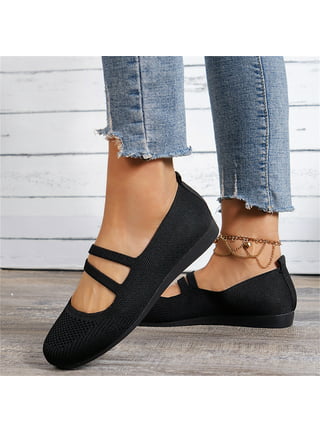 Cathalem Wedge Heel Sandals for Women Point Toe Ballet for Women Flat Shoes Slip on Shallow Mouth Womens Designer Sandals N Shoes Black 8, Women's