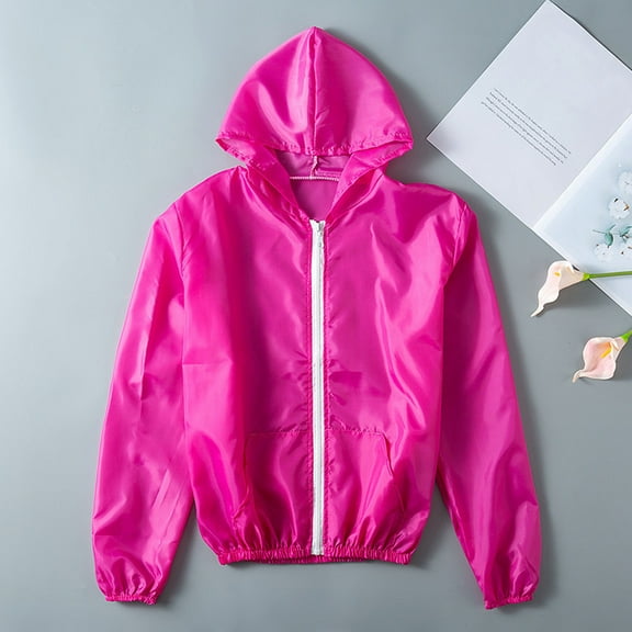 Cathalem Womens Jackets under 20 Transparent Womens Zipper Solid Thin Tops Hooded Sun-protective Summer Mauve Jacket with Hood Coat Hot Pink One Size