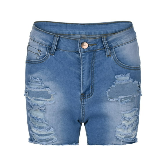 Cathalem Womens Jean Shorts Women's Plus Size Denim Shorts Stretch Summer Jean Shorts with Pockets(Blue,XL)