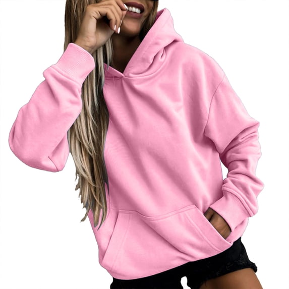 Cathalem Womens Oversized Hoodies Fleece Sweatshirts Fall Fashion 2025 Pullover Sweaters Winter Clothes (Pink,L)