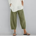 thumbnail image 1 of Cathalem Womens Petite Pants Casual Pant Cotton Women Waist Crop Loose Colour Pure And Womens Casual Pants with Pockets Loose Fit Pants Army Green X-Large, 1 of 5