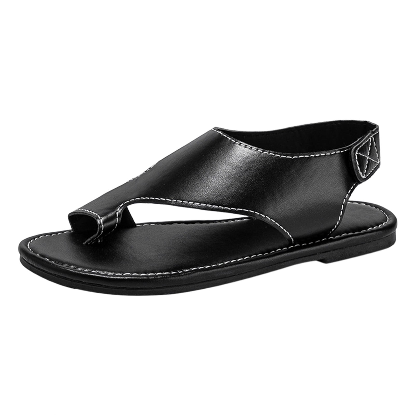Cathalem Womens Slip On Flip Flops Summer Flat Sandals Footwear for Women(Black,40)