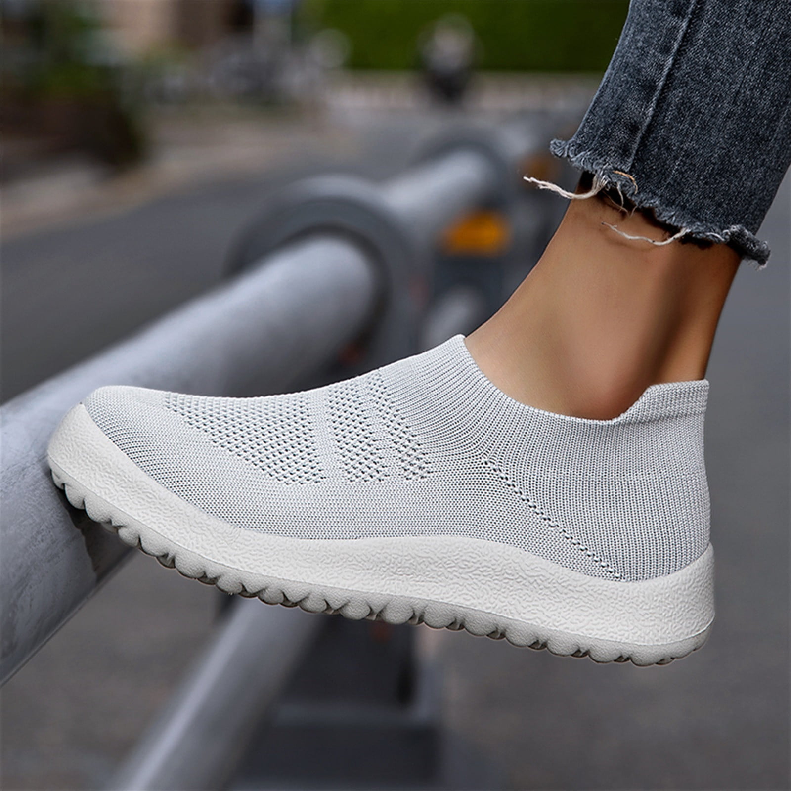 Cathalem Womens Sneaker Fashion Spring And Summer Women Sports Shoes Flat  Bottom Lightweight Slip Slip on Sneaker Shoes for Women Grey 6.5 