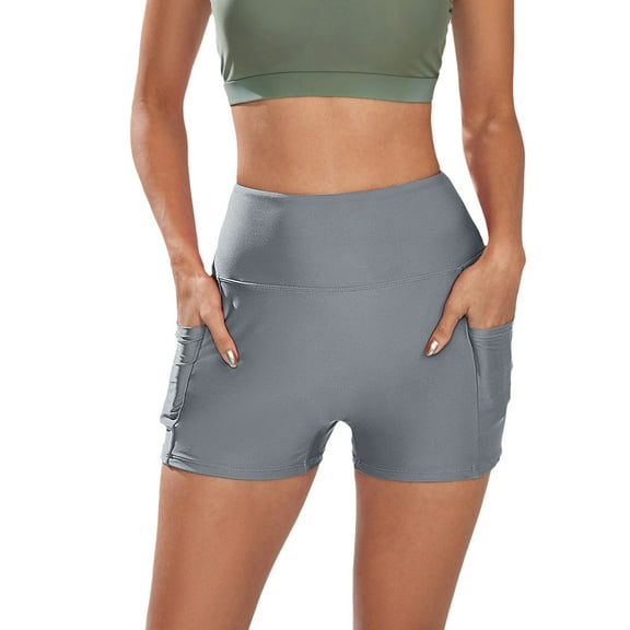 Cathalem Womens Swim Shorts Solid Tankini Bottoms Swimsuit Bottoms (Grey,M)