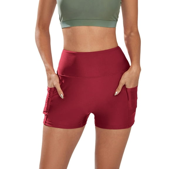 Cathalem Womens Swim Shorts Solid Tankini Bottoms Swimsuit Bottoms (Wine,XL)