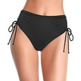 thumbnail image 1 of Cathalem Womens Swimsuit Bottoms Moderate High Cut Bathing Suit Bottoms Ruched Swimsuit Bottom (Black,L), 1 of 7