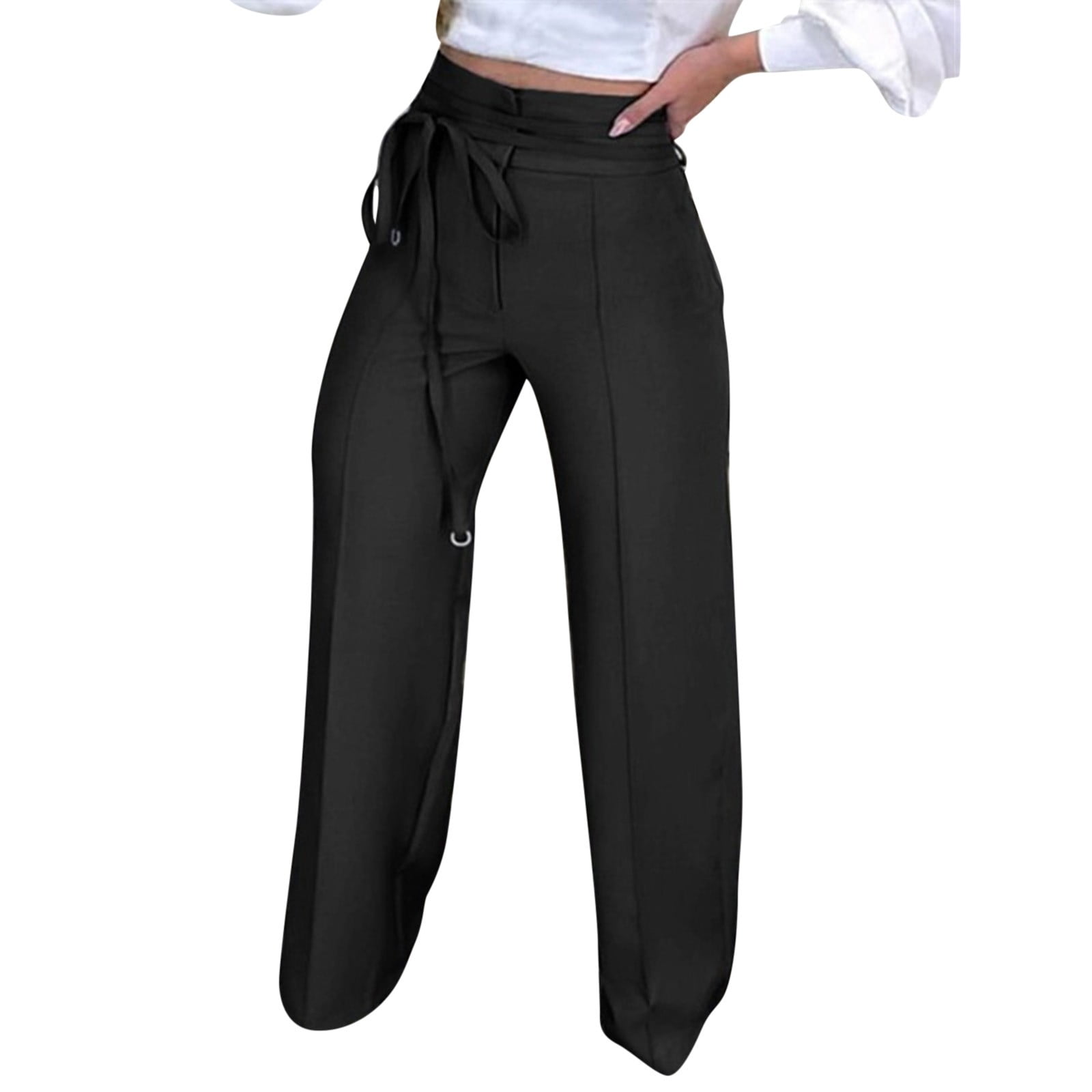 Cathalem Work Pants Women High Waisted Tummy Control Women's Ultra-Soft  Lounge Athletic Pants with Pockets(Black,L)