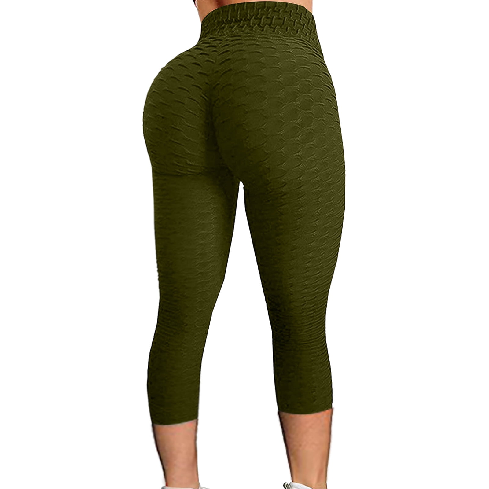 Cathalem Yoga Pants for Women Petite Length Exercise Yoga Waist Bubble  Running Yoga Pants for Women Tall Length Mesh Lift Pants Army Green Small 