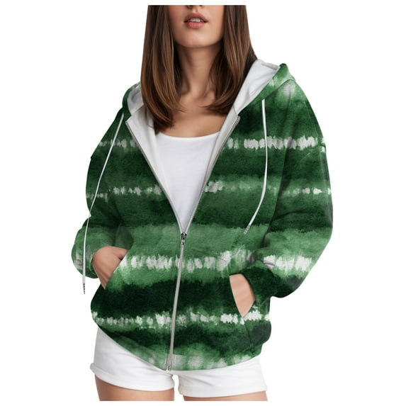 Cathalem Zip Up Hoodie Women Oversized Y2k Sweatshirt Casual Long Sleeve Fleece Jacket Lightweight Fall Hoodies with Pockets (Green,M)