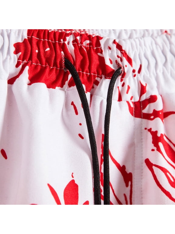 above Knee Board Shorts Men Men Summer Short Pant Printed Short Loose Tether Pocket Board Casual Pant Swim Trunks Short Pants Red Small