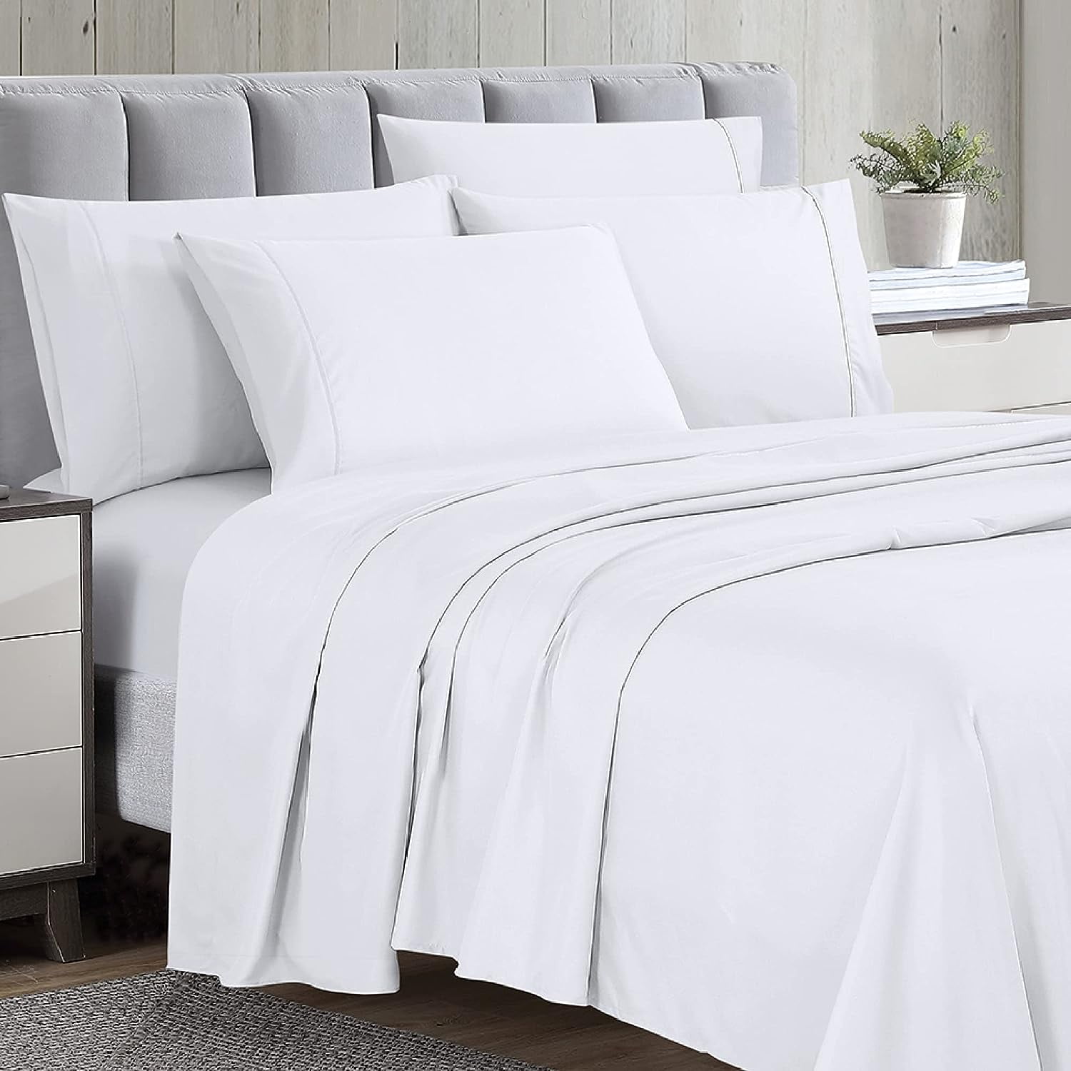 Cathay Home 1081851800WHTK UltraSoft 1800 Series Sheet Set, White