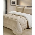 thumbnail image 1 of Cathay Home Inc. Ultimate Luxury Reversible Micromink and Sherpa Queen Bedding Comforter Set, Camel, 1 of 3