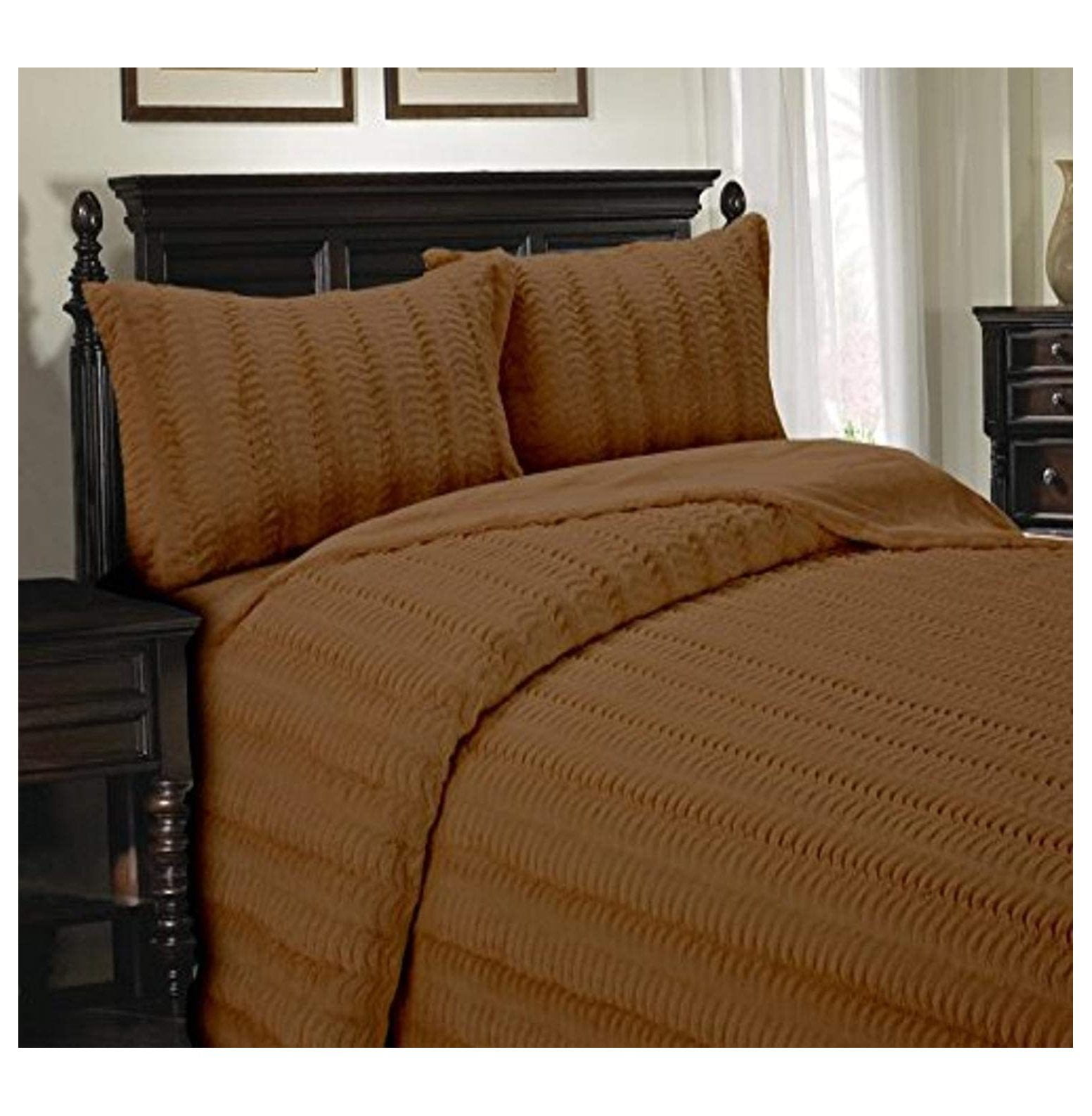 Cathay Home Lofty Luxe Faux Fur Blanket, King, Cream. Size Color