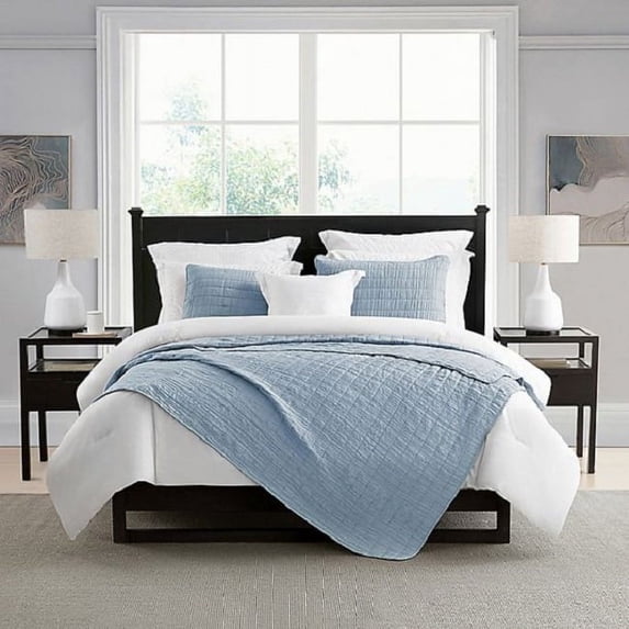 Swift Home Crinkle Enzyme Wash Oversized Coverlet/Bedspread Quilt Sets Light Blue Twin/Twin XL 2 Piece