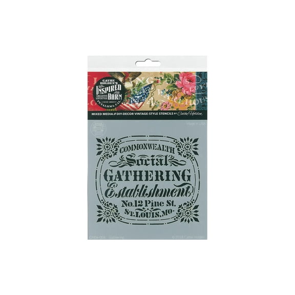 Cathe Holden Inspired Barn Stencil 6" Gathering