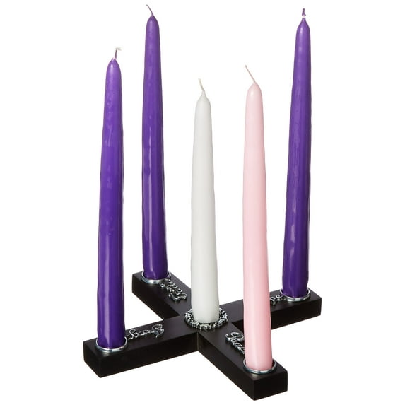Cathedral Art AD131 Diameter Joy Faith Hope Peace Wood Cross Advent Candleholder Wreath, 8-Inch