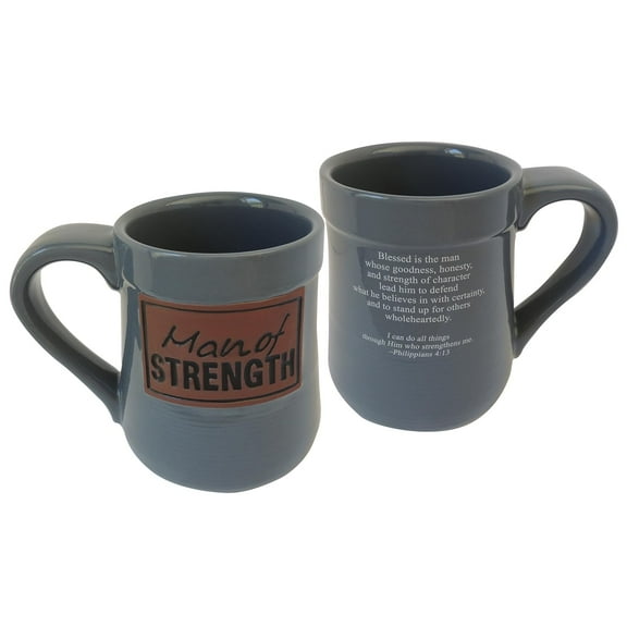Cathedral Art-DBA Abbey Gift 068172 20 oz Mug Pottery Man of Strength, Grey