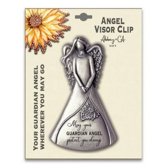 Cathedral Art Silver Guardian Angel Protect You Sculpted Angel Visor Clip, Carded, Car Acccesories