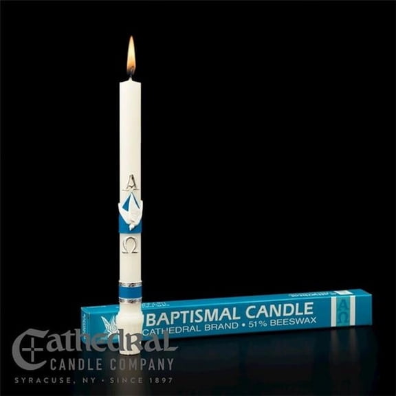 Cathedral Candle 406640 Baptismal 51 Percentage Beeswax Candle - 0.687 x 9.25 in.