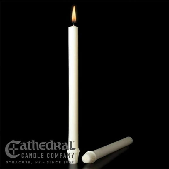 Cathedral Candle 406656 White Short 4s Altar Candle - 0.875 x 12 in. - 51 Percentage Beeswax & SFE - Pack of 24