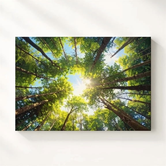Cathedral Canopy Poster Symmetrical Forest Ceiling With Sunburst Light Wall Art