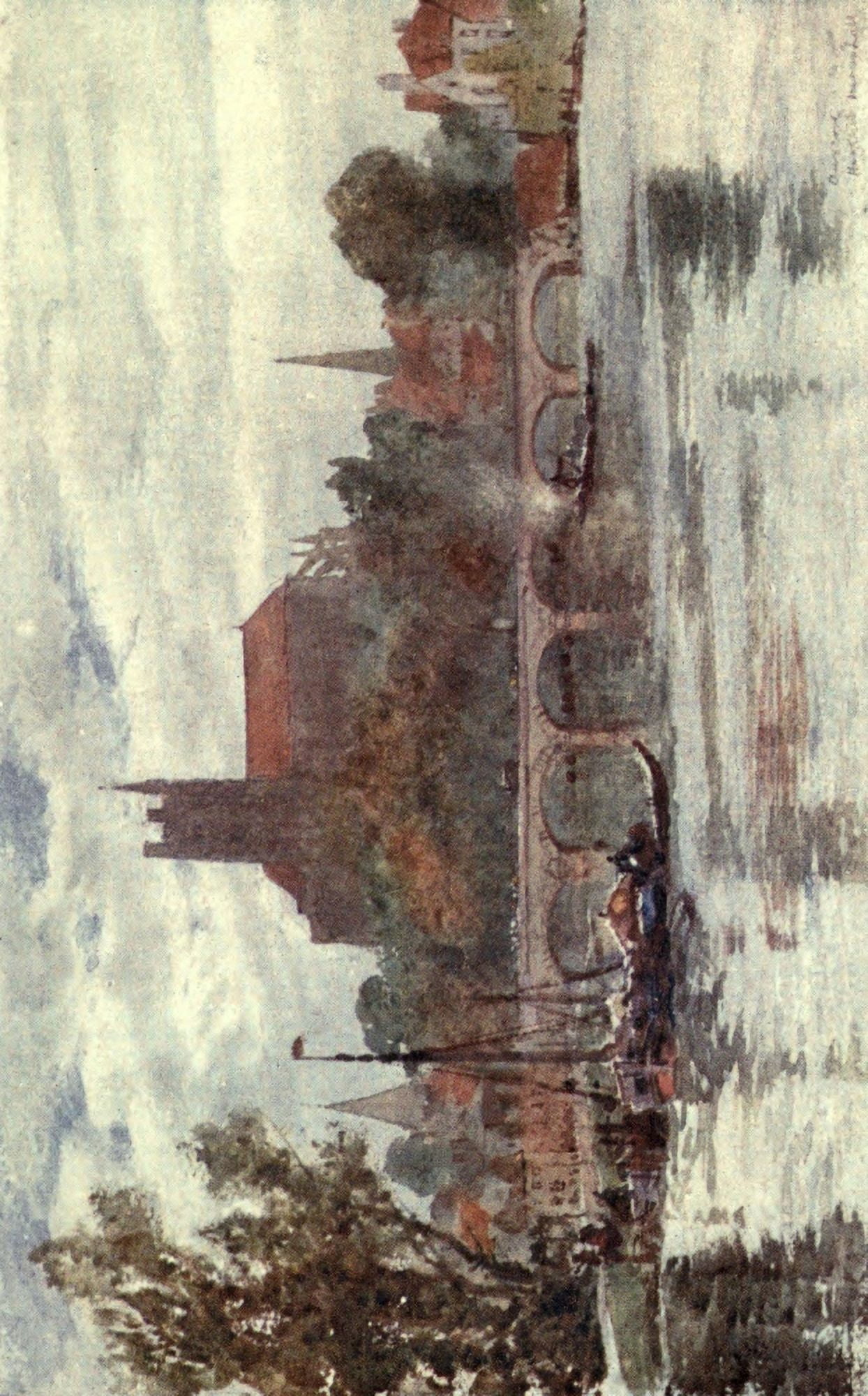 Cathedral Cities of France 1907 Auxiers the bridge & cathedral Canvas Art - Herbert Marshall (24 x 36)