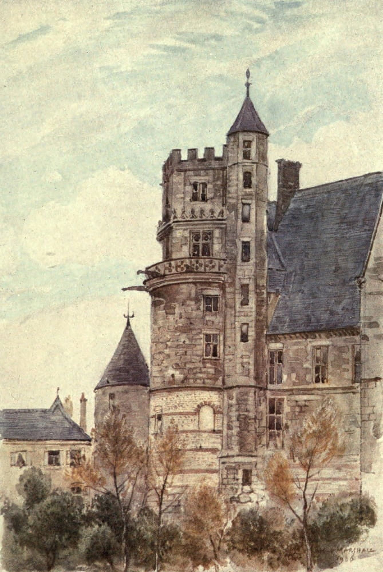 Cathedral Cities of France 1907 Bourges the house of Jacques Coeur Canvas Art - Herbert Marshall (24 x 36)