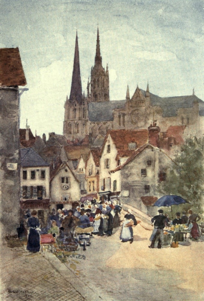 Cathedral Cities of France 1907 Chartres Rue de la Porte Guillaume Canvas Art - Herbert Marshall (18 x 24)