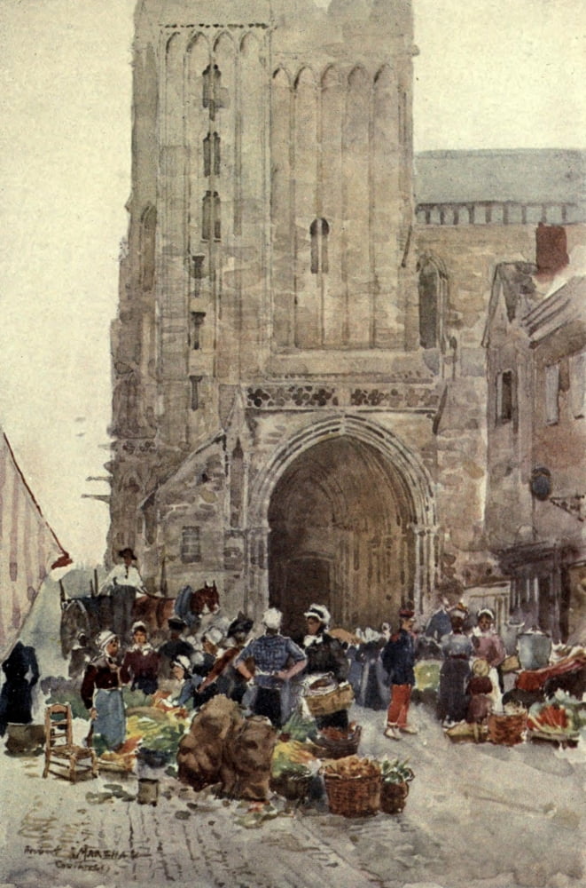 Cathedral Cities of France 1907 Contances the south porch of the Cathedral Canvas Art - Herbert Marshall (18 x 24)