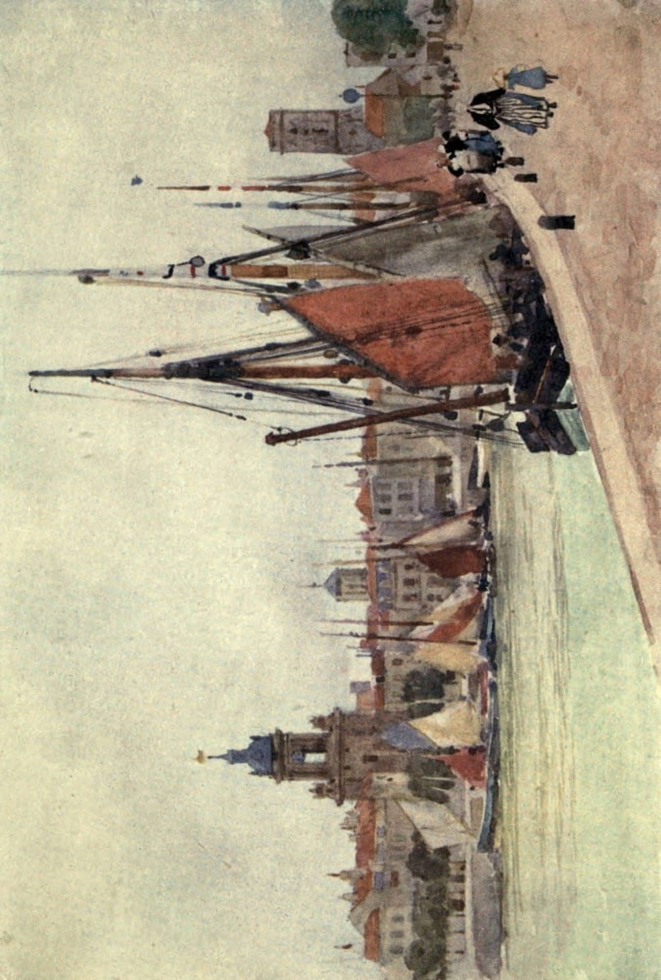 Cathedral Cities of France 1907 La Rochelle the harbour Canvas Art - Herbert Marshall (18 x 24)