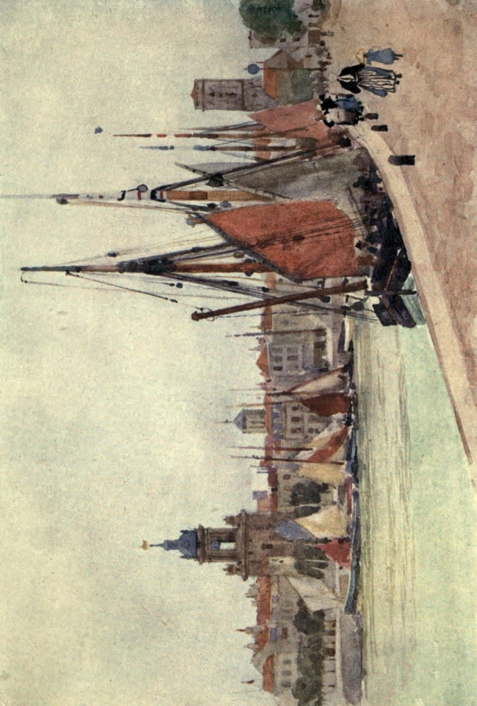 Cathedral Cities of France 1907 La Rochelle the harbour Canvas Art - Herbert Marshall (24 x 36)