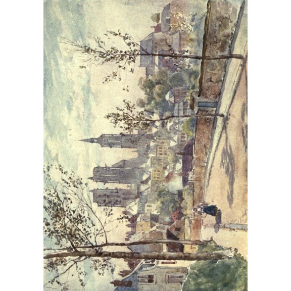 Cathedral Cities of France 1907 Laon from the boulevards Canvas Art - Herbert Marshall (24 x 36)