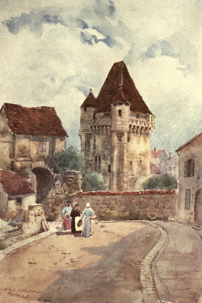 Cathedral Cities of France 1907 Nevers Porte du Croux Canvas Art - Herbert Marshall (24 x 36)