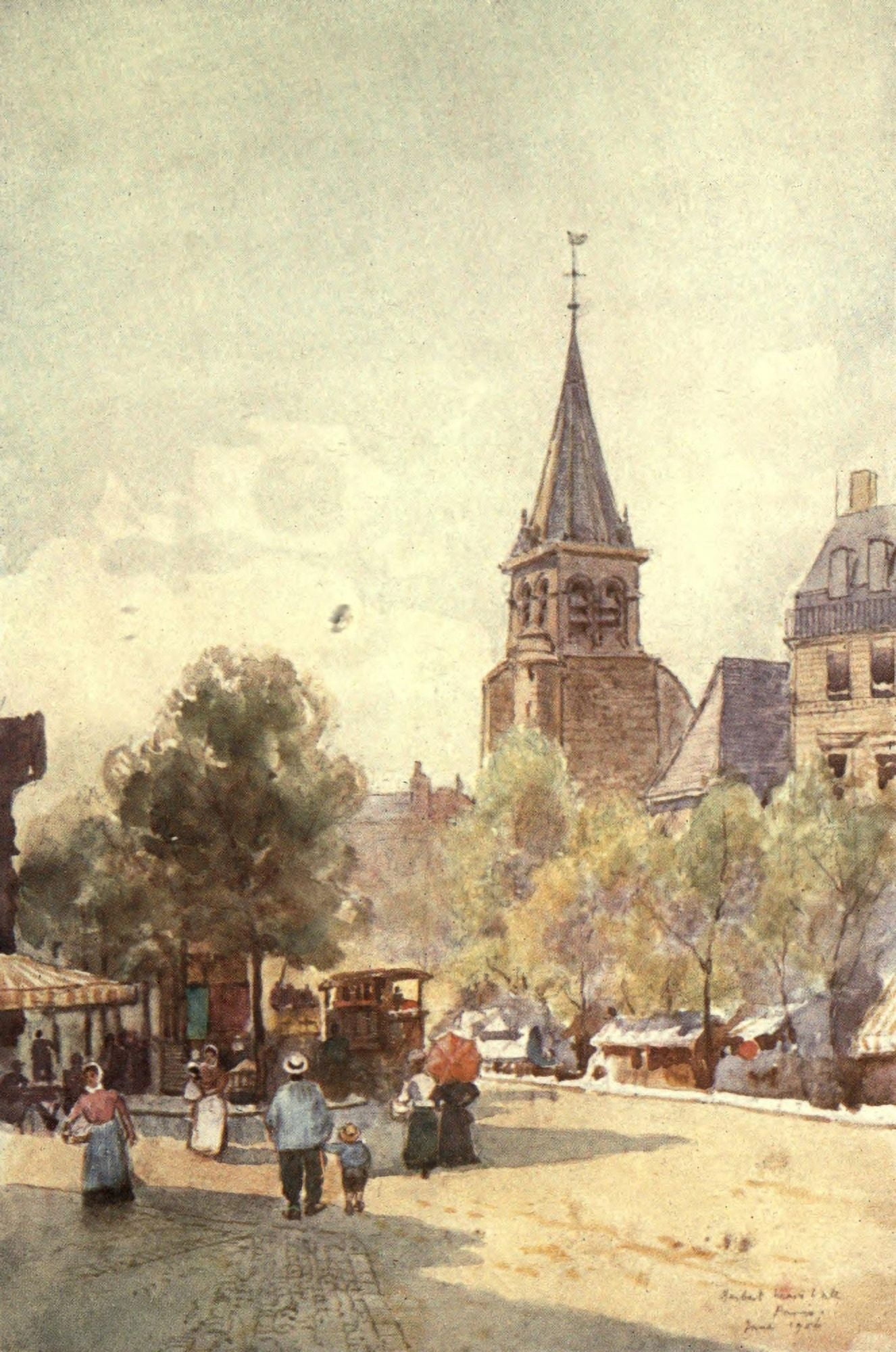 Cathedral Cities of France 1907 Paris Saint-Germain-des-Prs Canvas Art - Herbert Marshall (24 x 36)
