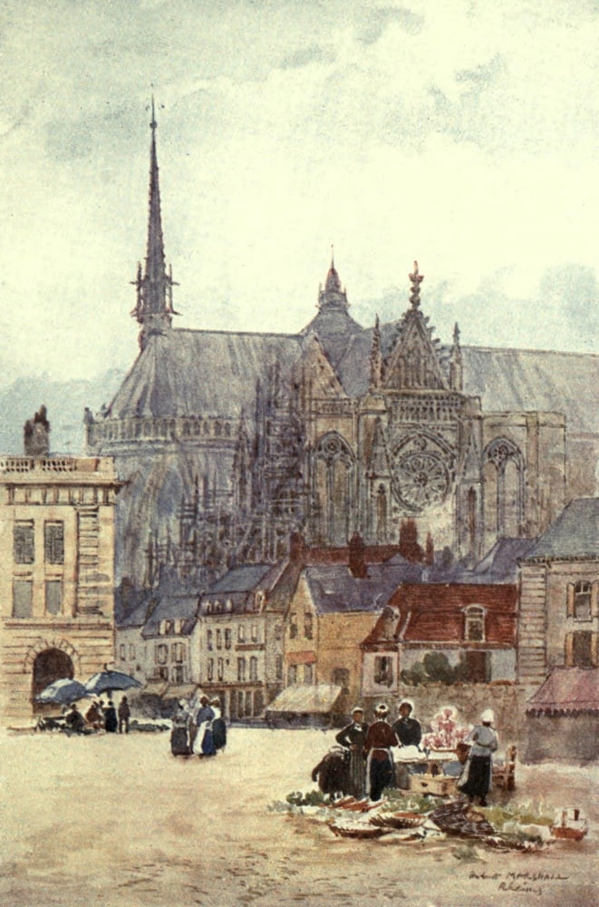 Cathedral Cities of France 1907 Rheims Canvas Art - Herbert Marshall (18 x 24)