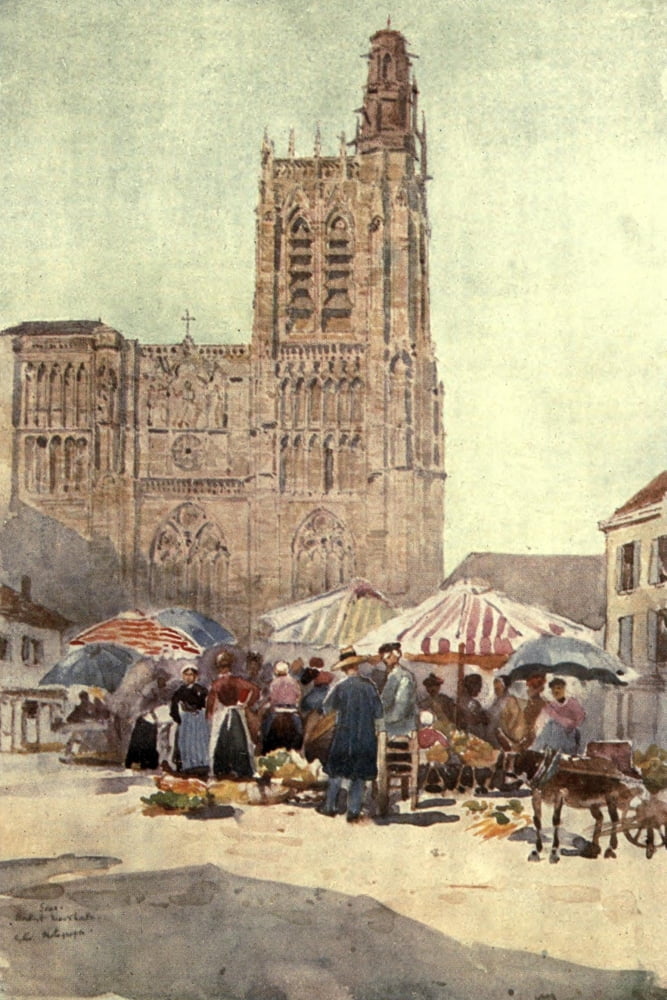Cathedral Cities of France 1907 Sens Canvas Art - Herbert Marshall (24 x 36)