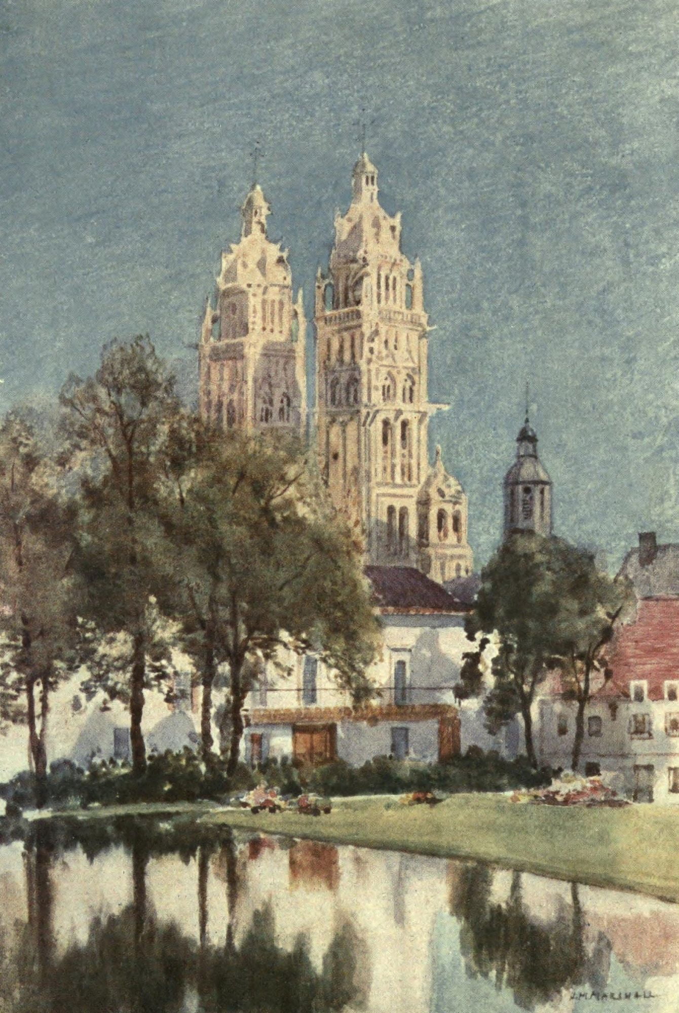 Cathedral Cities of France 1907 Tours St Gatieu Canvas Art - Herbert Marshall (24 x 36)