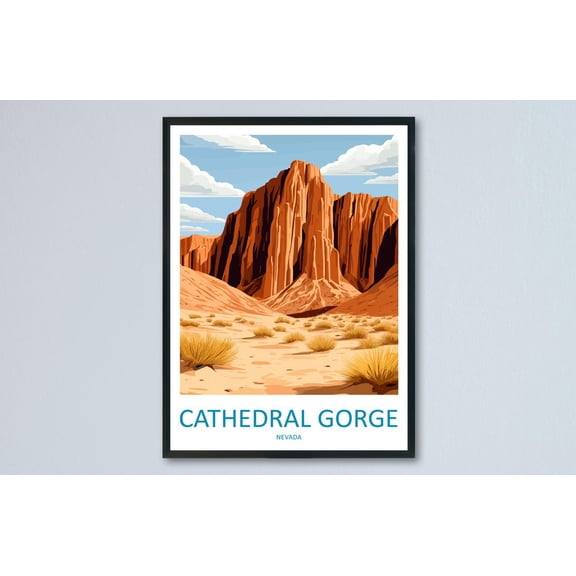 Cathedral Gorge State Park Scenic Nature Landscape Nevada Vintage Style Wall Decor Unframed Paper Print