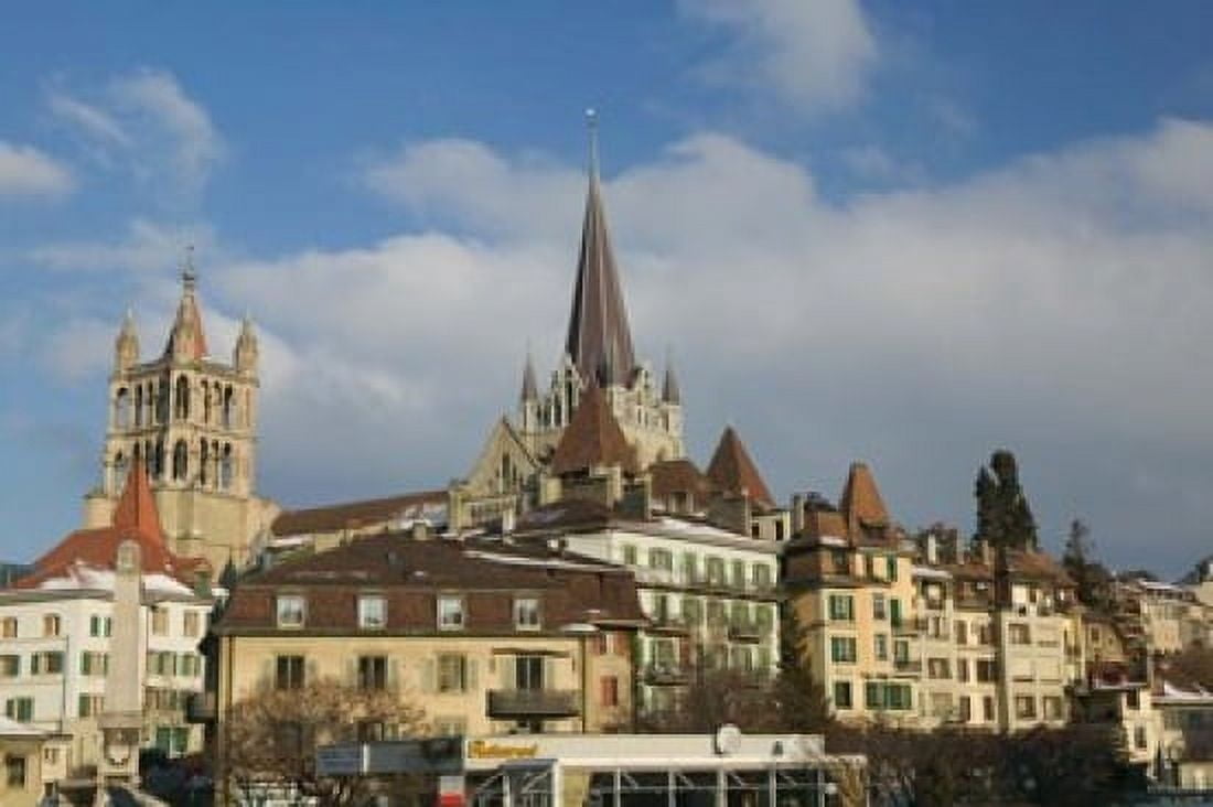 Cathedral Lausanne Switzerland Canvas Art - Panoramic Images (19 x 12)