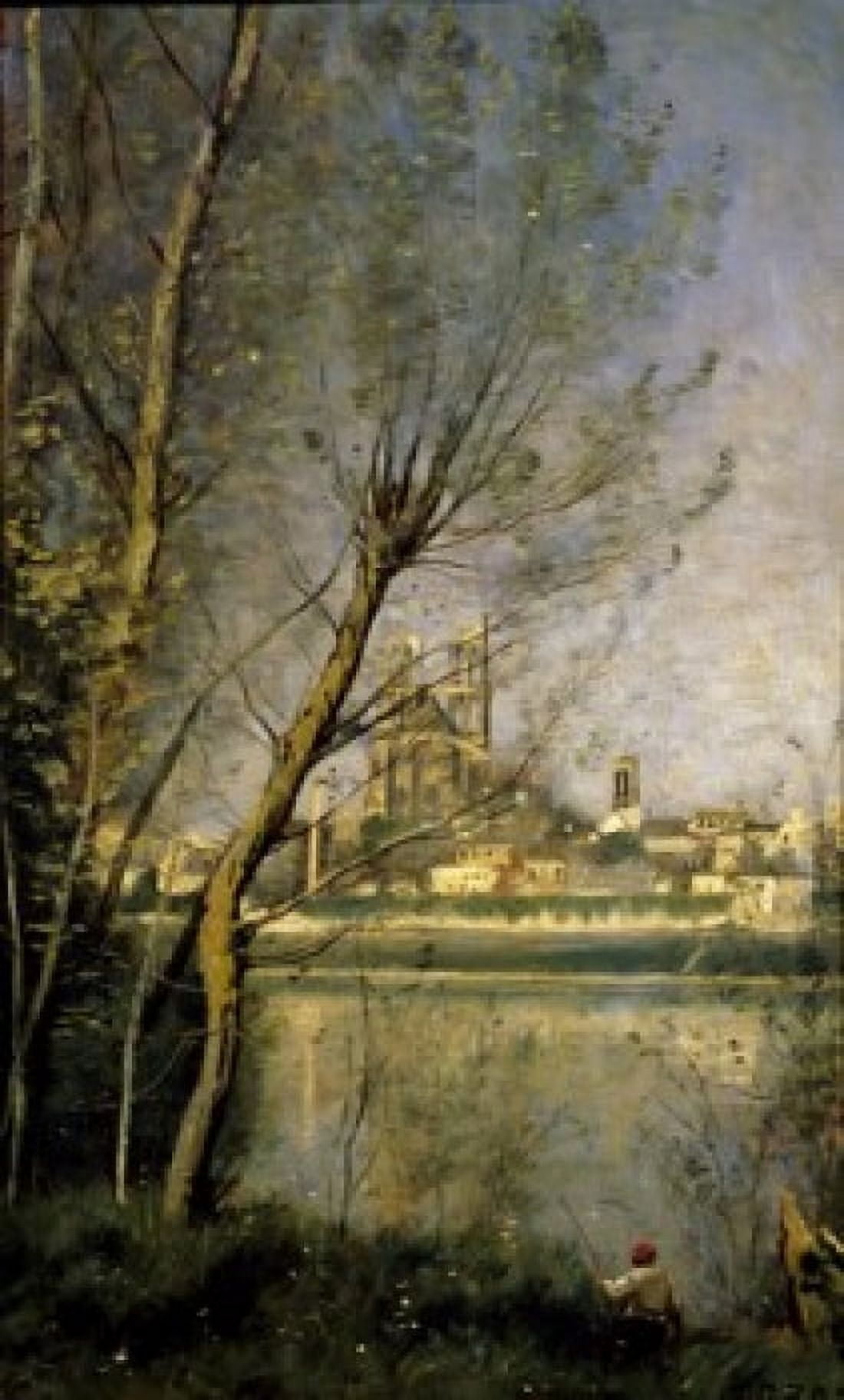The Cathedral of Mantes by Jean-Baptiste Camille Corot oil on canvas 1865 (1796-1875) France Rheims Musee St Denis Canvas Art - Jean Baptiste Camille Corot (18 x 24)