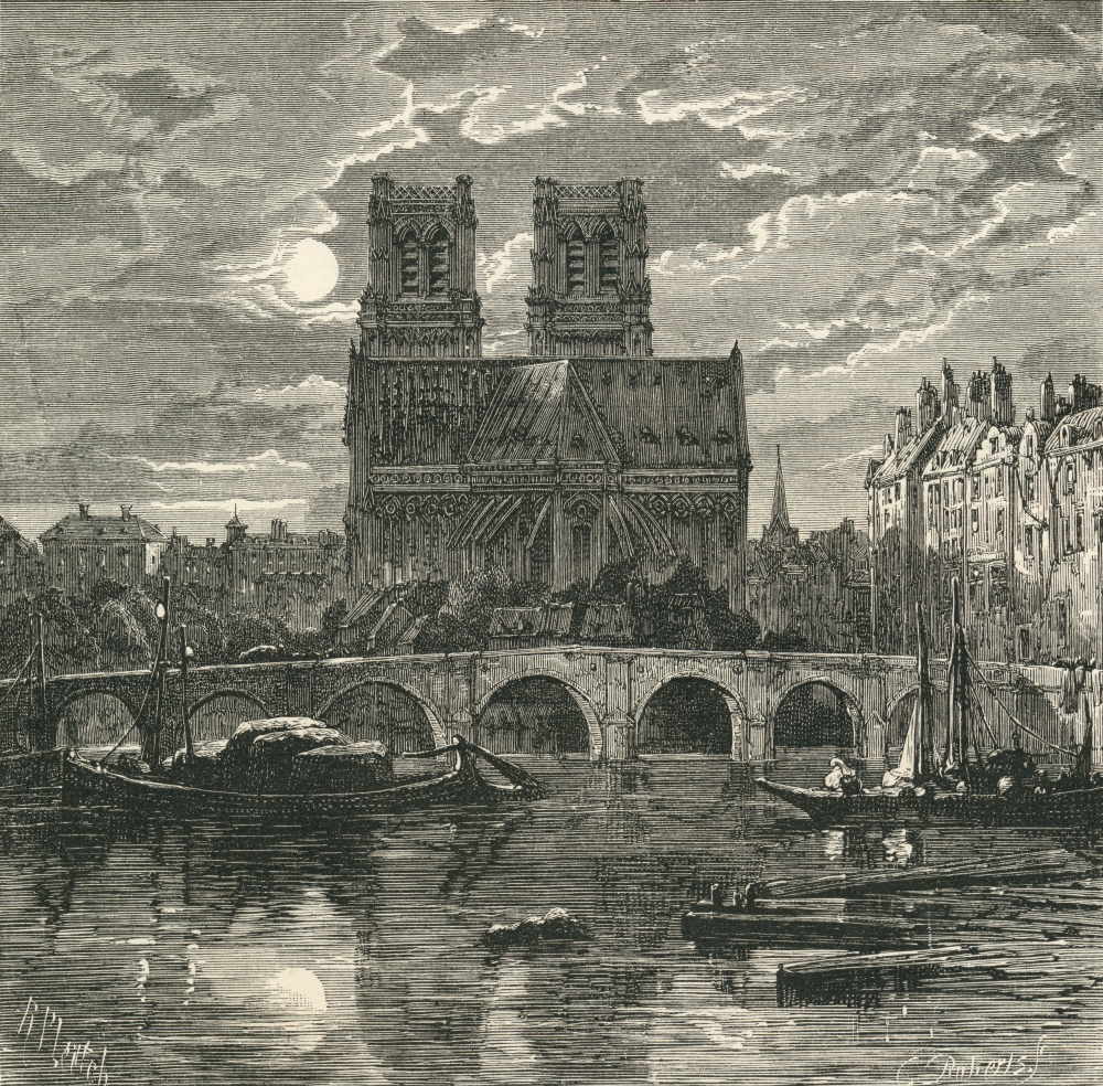 Cathedral Of Notre Dame Paris France In The 19Th Century From French Pictures By The Rev Samuel G Green Published 1878 Canvas Art - Ken Welsh Design Pics (24 x 24)