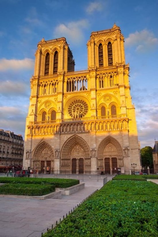 Cathedral Notre Dame Paris France Canvas Art - Brian Jannsen DanitaDelimont (19 x 28)