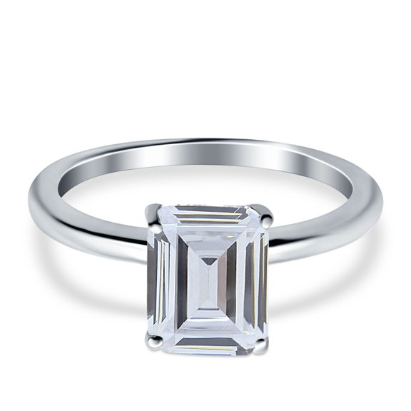 Cathedral Ring Emerald Simulated Cubic Zirconia 925 Sterling Silver Size 7