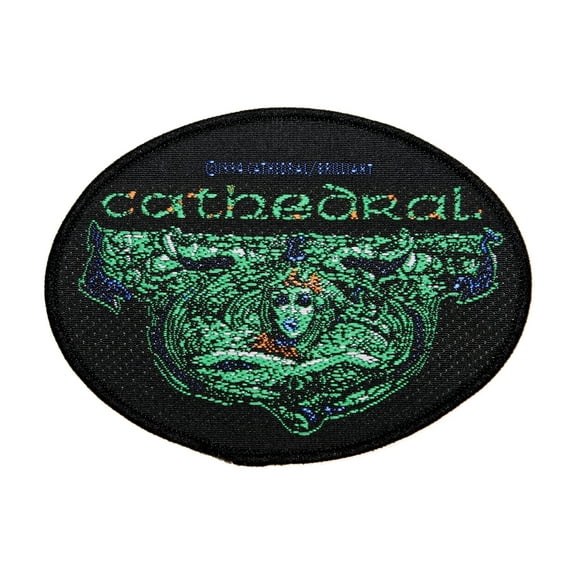 Cathedral Soul Sacrifice Oval Patch Band Name Doom Metal Woven Sew On Applique