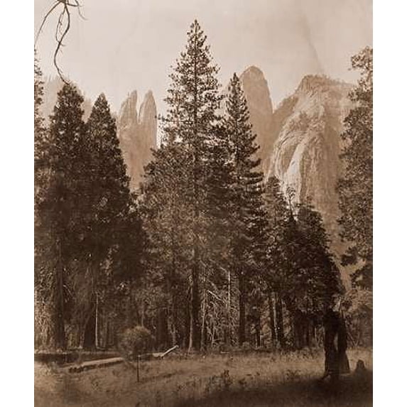Cathedral Spires - Yosemite, California, 1861 Poster Print by Carleton Watkins (10 x 12)