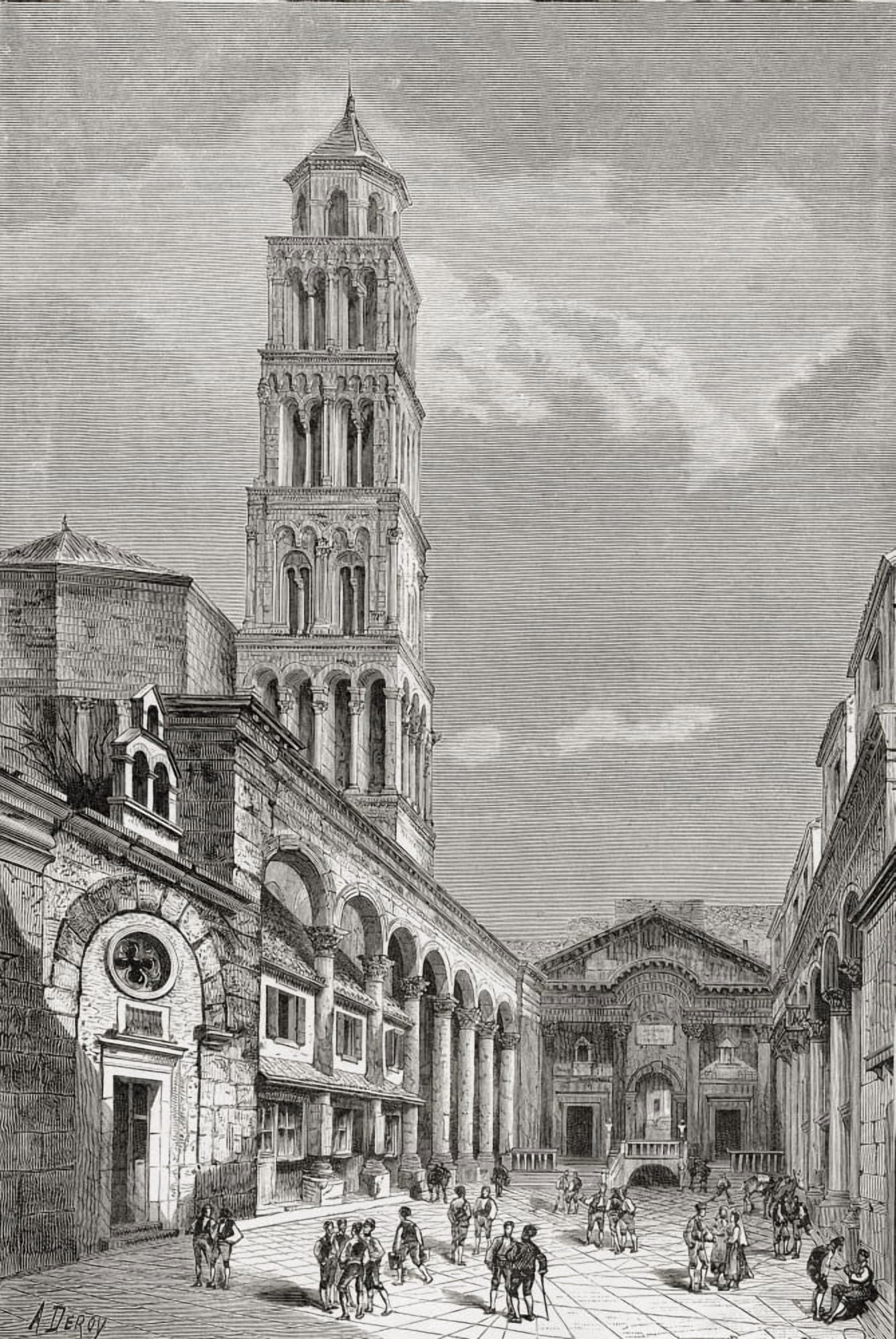 Cathedral Of St Domnius In Cathedral Square Split Croatia In The 19Th Century From El Mundo En La Mano Published 1878 Canvas Art - Ken Welsh Design Pics (24 x 34)