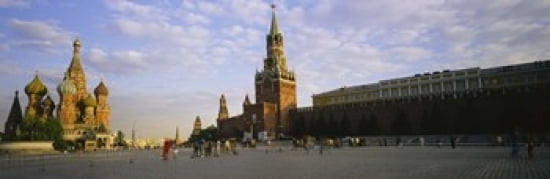 Cathedral at a town square St Basils Cathedral Red Square Moscow Russia Canvas Art - Panoramic Images (36 x 12)