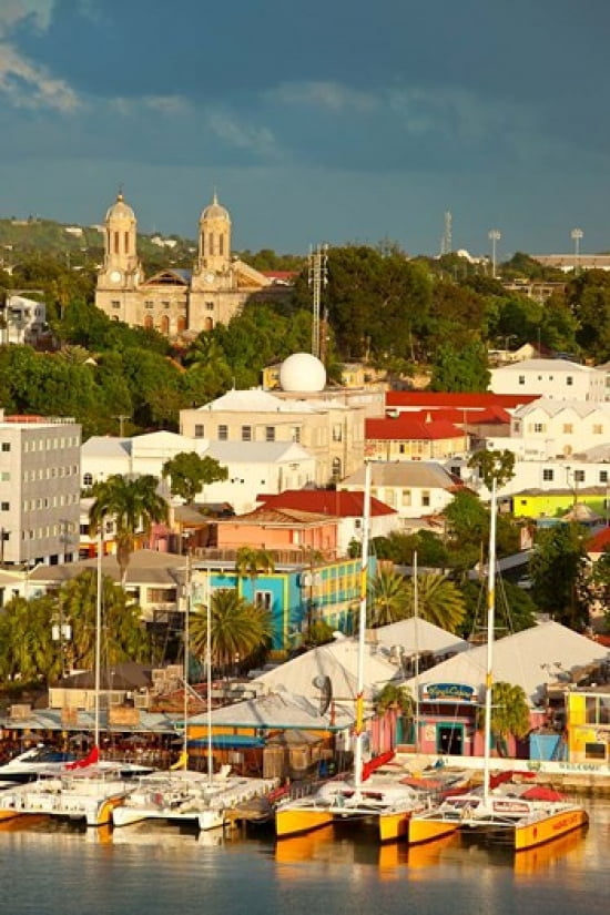 Cathedral harbor St Johns Antigua West Indies Canvas Art - Brian Jannsen DanitaDelimont (19 x 28)