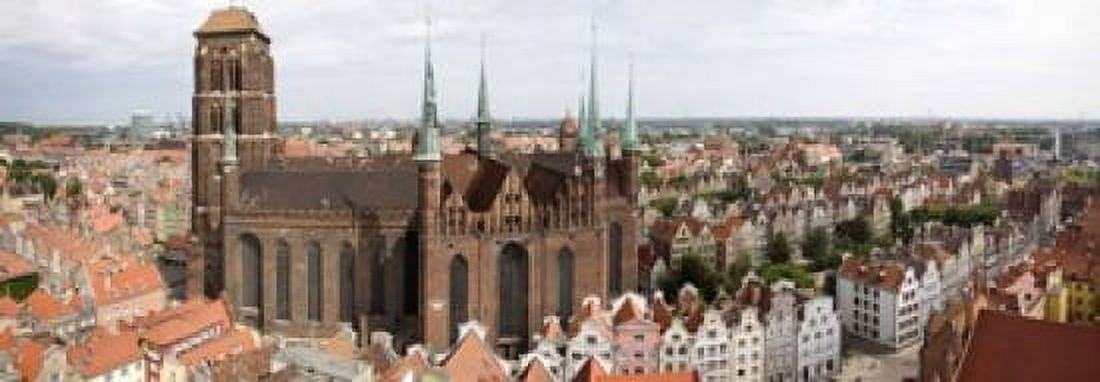 Cathedral in a city St Marys Church Gdansk Pomeranian Voivodeship Poland Canvas Art - Panoramic Images (18 x 7)