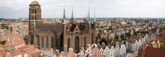Cathedral in a city St Marys Church Gdansk Pomeranian Voivodeship Poland Canvas Art - Panoramic Images (36 x 13)